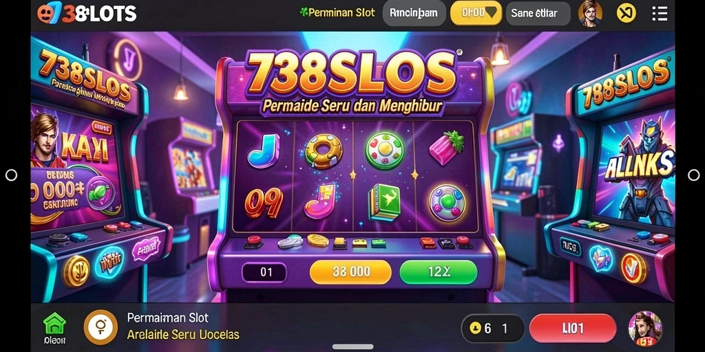 Tampilan gameplay 738SLOTS yang mengasyikkan dan penuh warna.