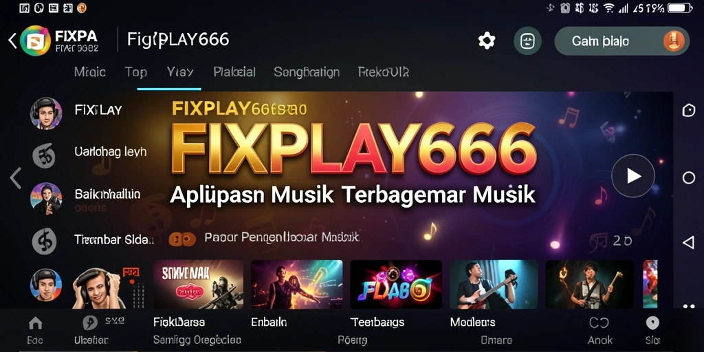 Tampilan menarik dari aplikasi FIXPLAY666 saat memutar musik.