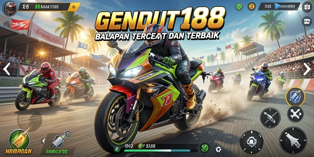 Tampilan gameplay GENDUT188 yang menegangkan saat balapan motor.