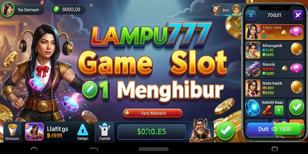 Screenshot gameplay LAMPU777 yang menunjukkan gulungan berputar dengan simbol.