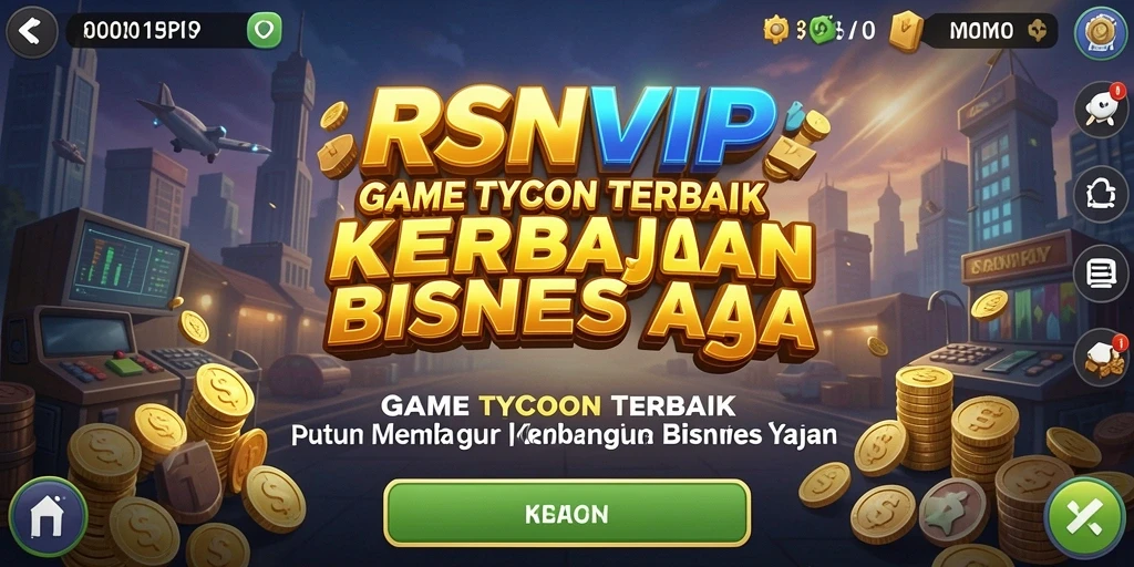 Tampilan gameplay RSNVIP yang memukau dan interaktif dalam membangun kerajaan bisnis.