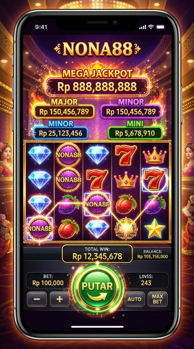 Tampilan utama aplikasi nona88 dengan berbagai pilihan unduhan.
